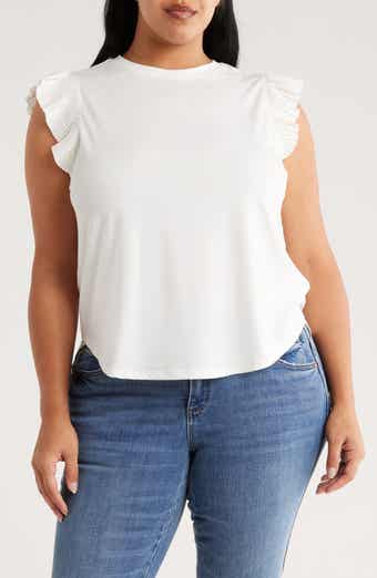 Democracy Pleated Sleeve Mixed Media T-Shirt