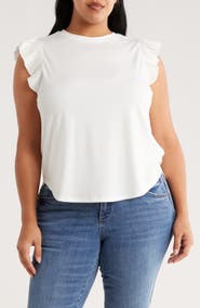 Democracy Pleated Sleeve Mixed Media T-Shirt