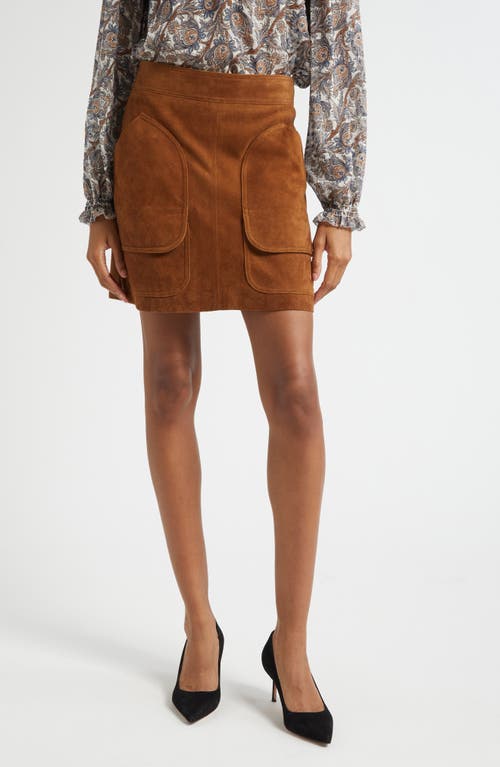 Veronica Beard Norwood Suede Patch Pocket Mini Skirt In Brown