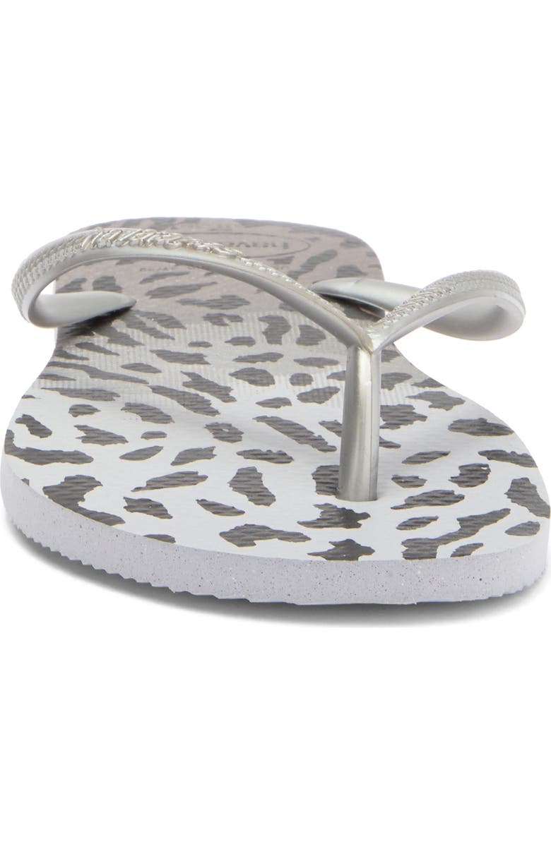 Havaianas Slim Animal Print Flip Flop, Alternate, color, Grey/ Grey