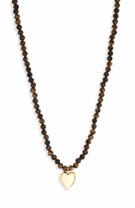 ARGENTO VIVO Tiger's Eye Heart Necklace