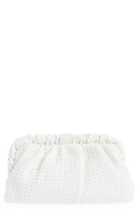 Amalia Pleated Woven Straw Clutch