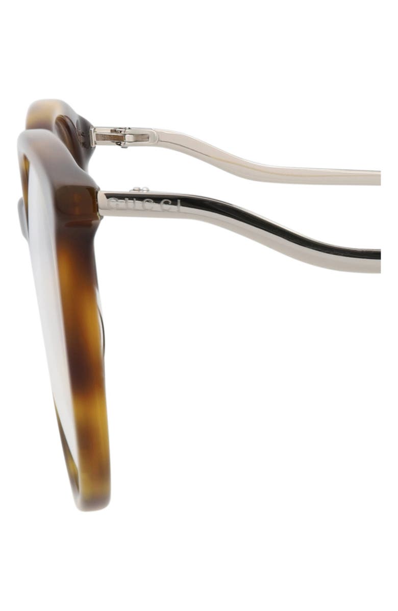Gucci 51mm Round Optical Frames, Alternate, color, Havana Silver Transparent
