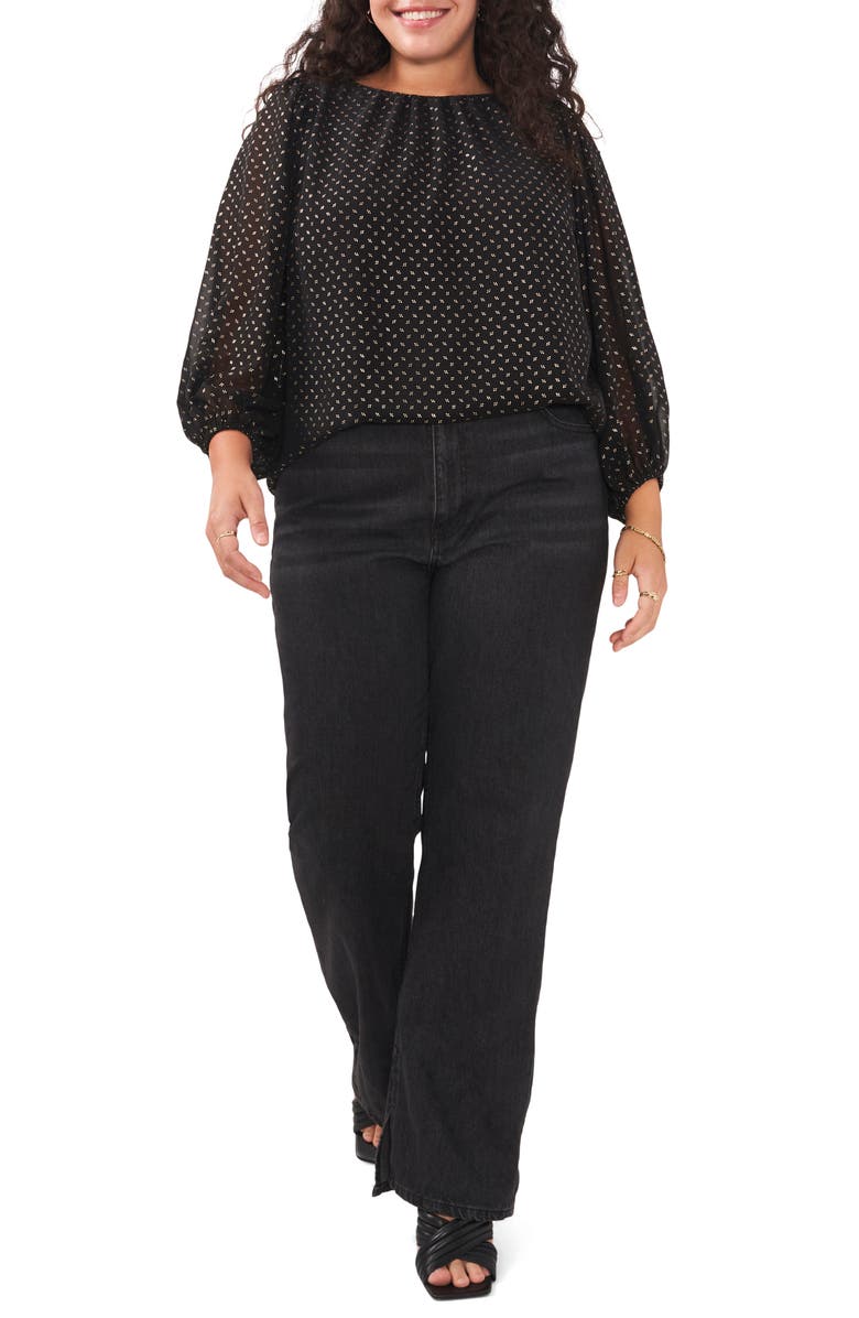 Vince Camuto Dot Print Balloon Sleeve Blouse, Alternate, color,