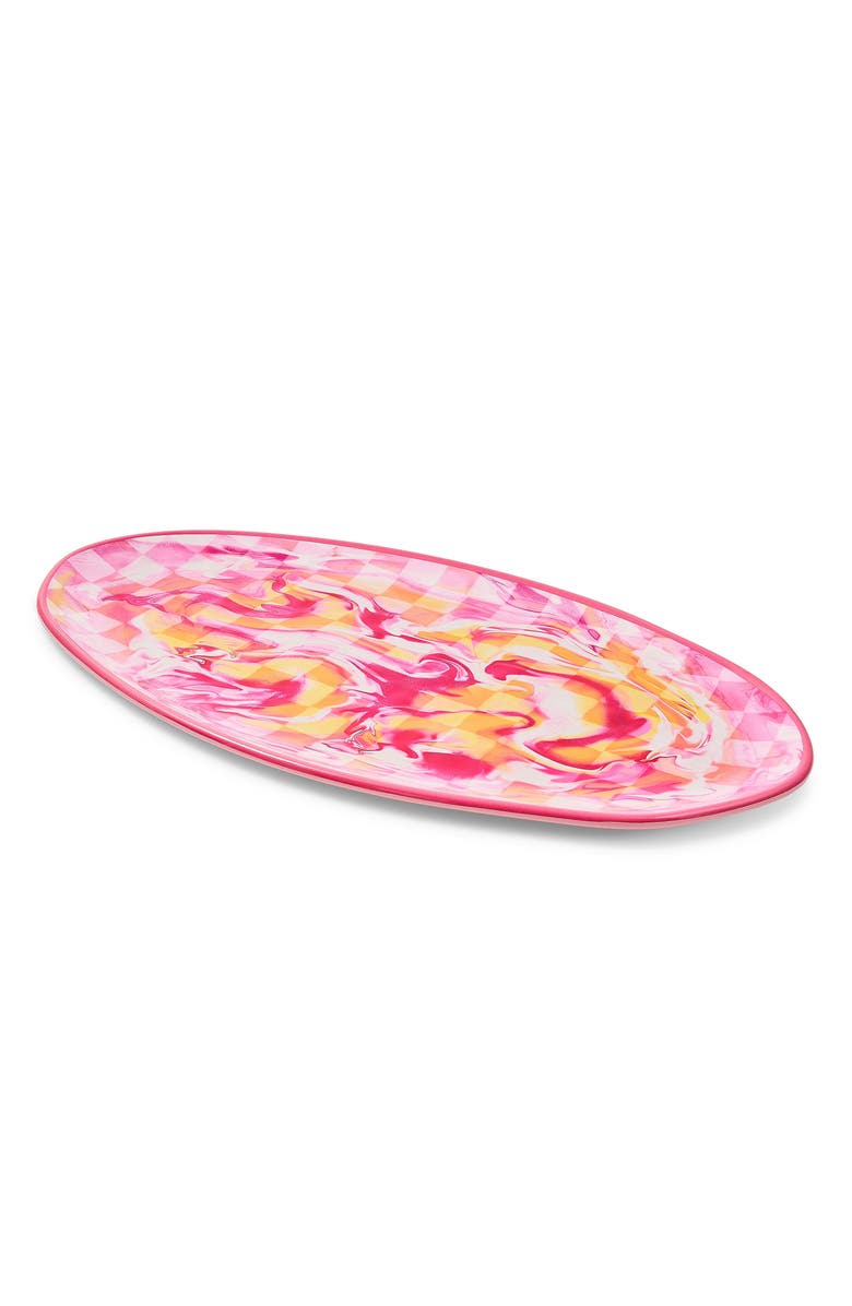 MACKENZIE CHILDS Pink Marble Check Melamine Oval Platter, Main, color, Pink