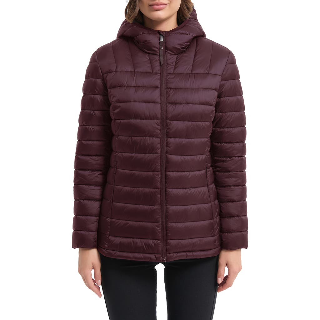 HAWKE & CO Metallic Quilted Puffer Jacket in Wine Tasting at Nordstrom Rack, Size Large