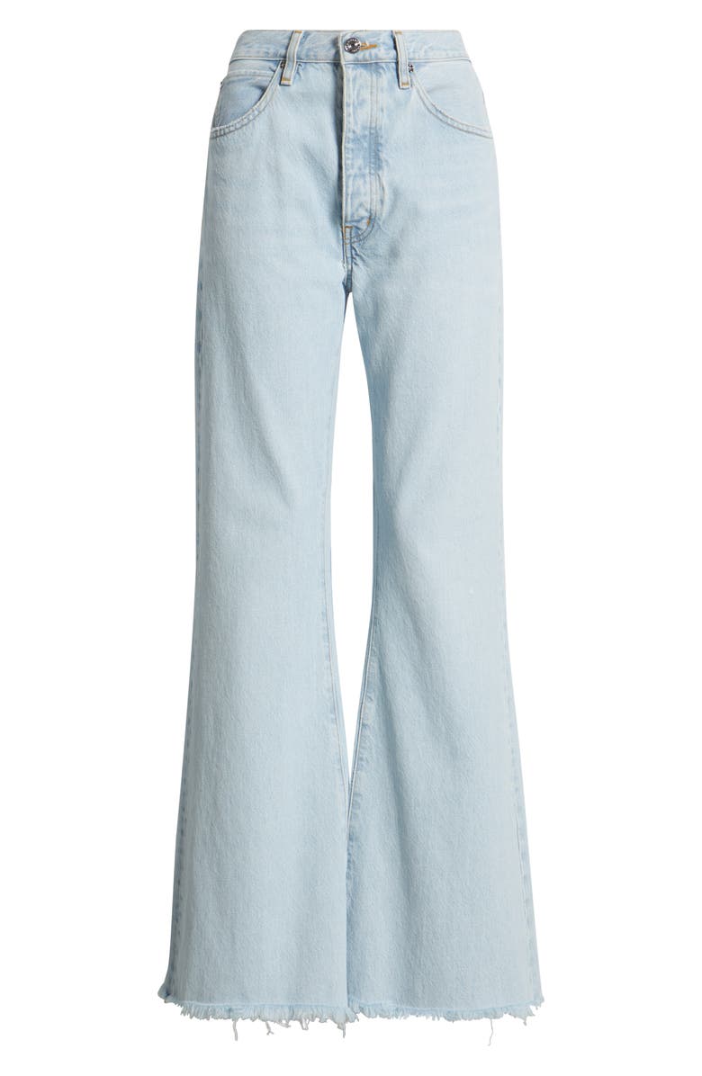 FRAME The Lax Frayed High Waist Flare Jeans, Alternate, color, Wisp Raw Fray