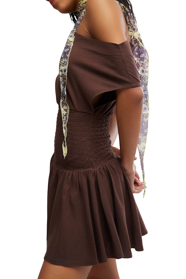 Scorching Hot One-Shoulder Cotton Minidress, Alternate, color, CARAFE