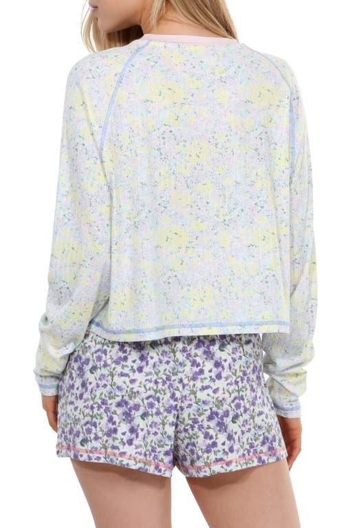 Honeydew Cuddle Crew Floral Rib Short Pajamas In Gray