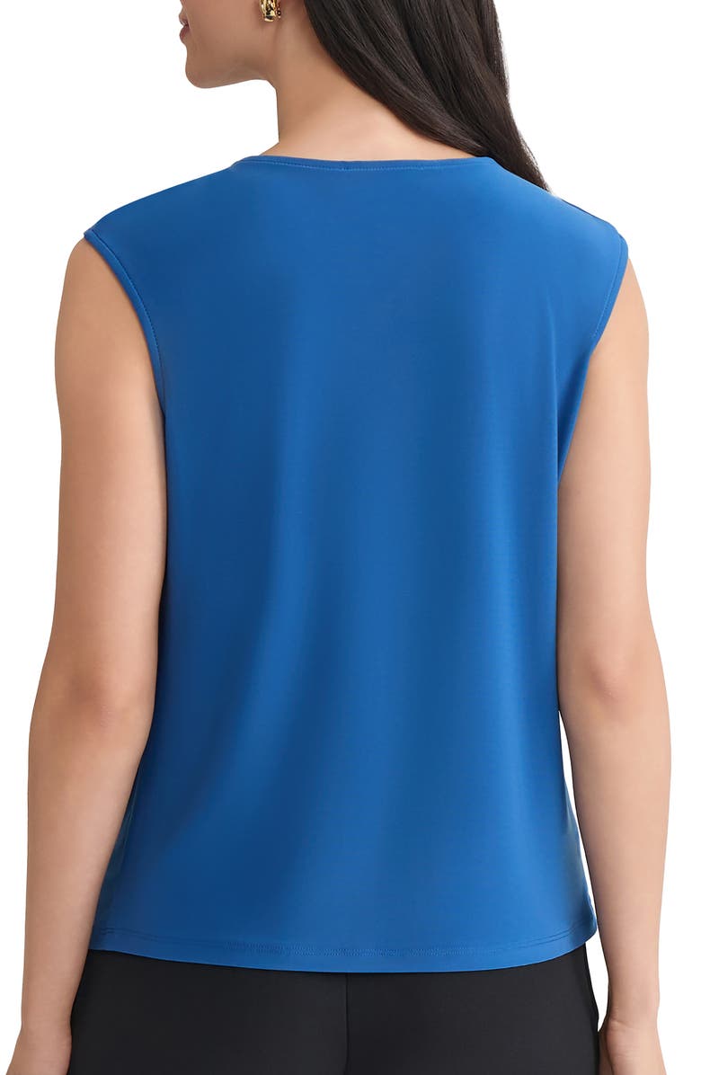 KASPER Metal Accent Gathered Neck Crepe Knit Top, Alternate, color, Blue Night