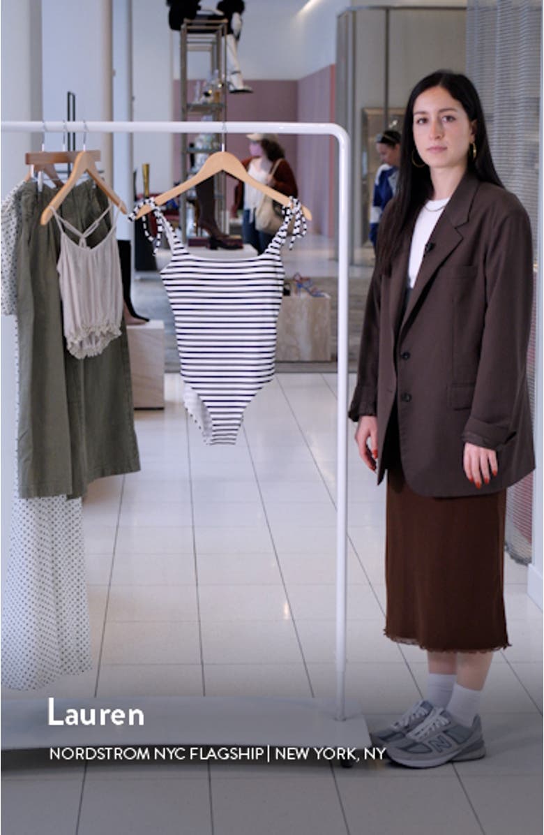 Stripe Square Neck Rib One-Piece Swimsuit, sales video thumbnail