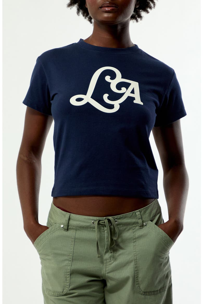 LA Relaxed Cotton T-Shirt, Main, color, NAVY