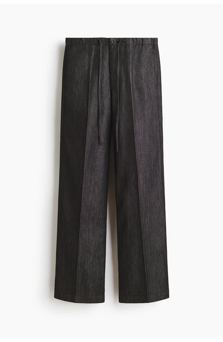 H&M Denim Drawstring Trousers, Main, color, Washed Black