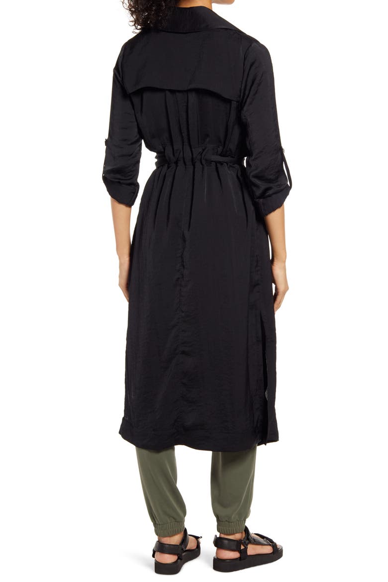 Soft Trench Duster Jacket, Alternate, color, BLACK