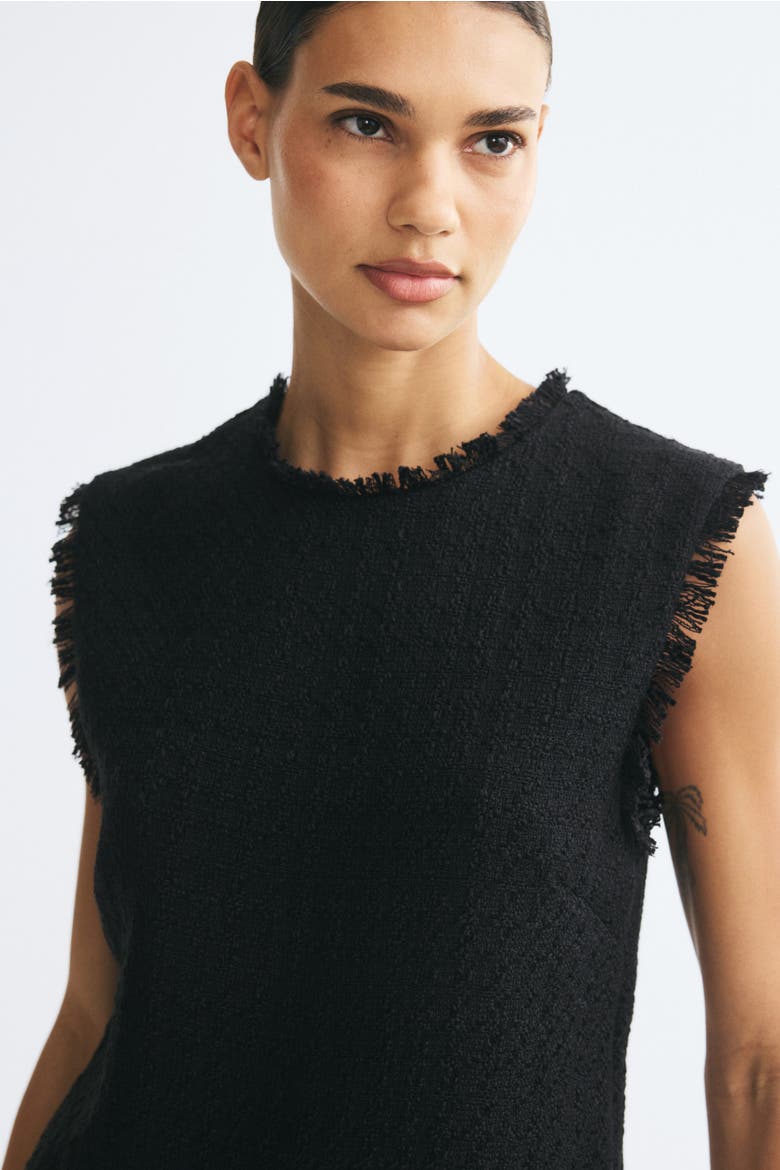 Belted Bouclé Dress, Alternate, color, Black