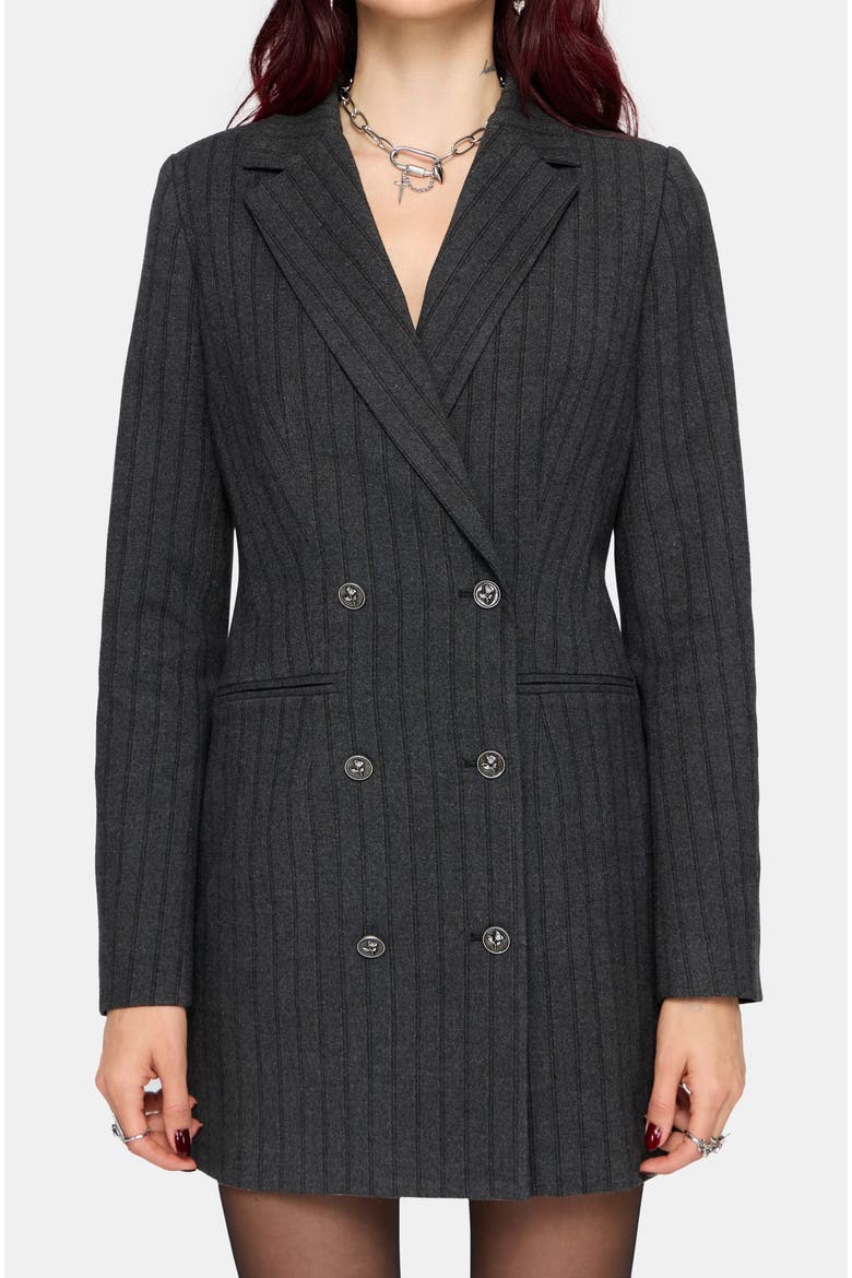 Blair Pinstripe Blazer Dress, Alternate, color, Charcoal