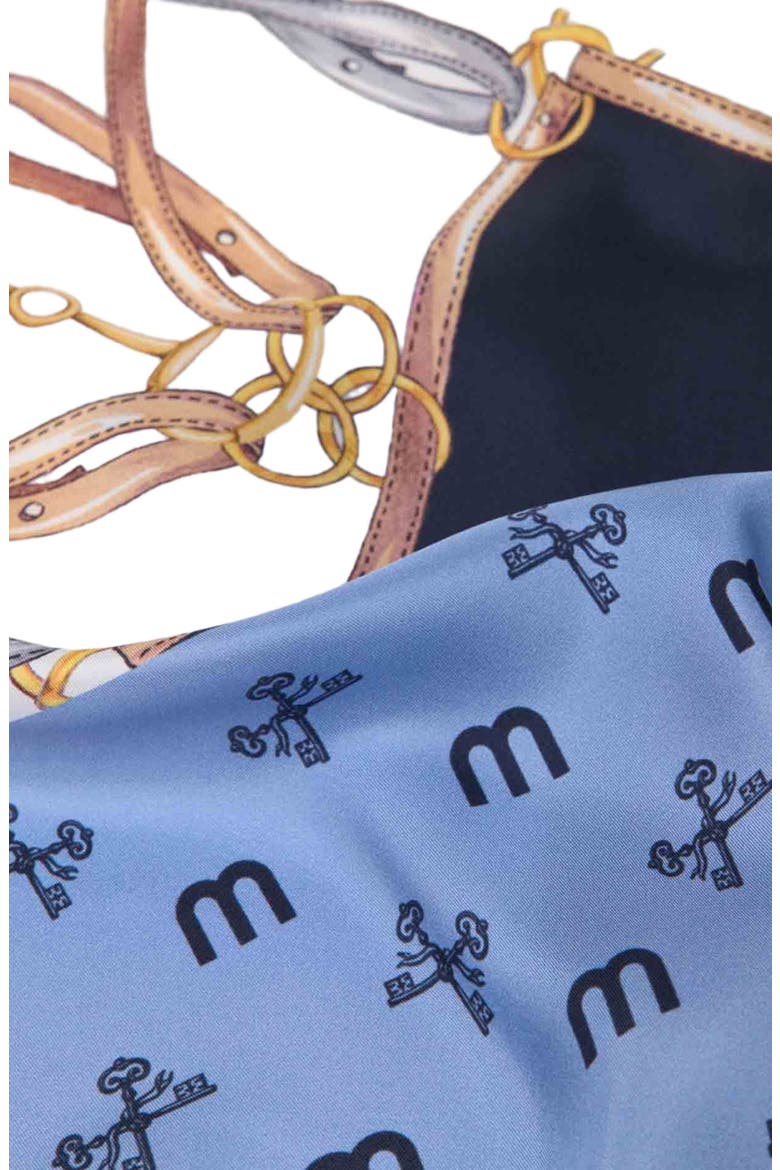 Equestrian motif silk scarf, Alternate, color, Blue