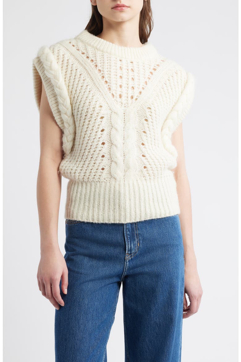 Fastina Cable Stitch Sweater, Main, color, OPEN WHT
