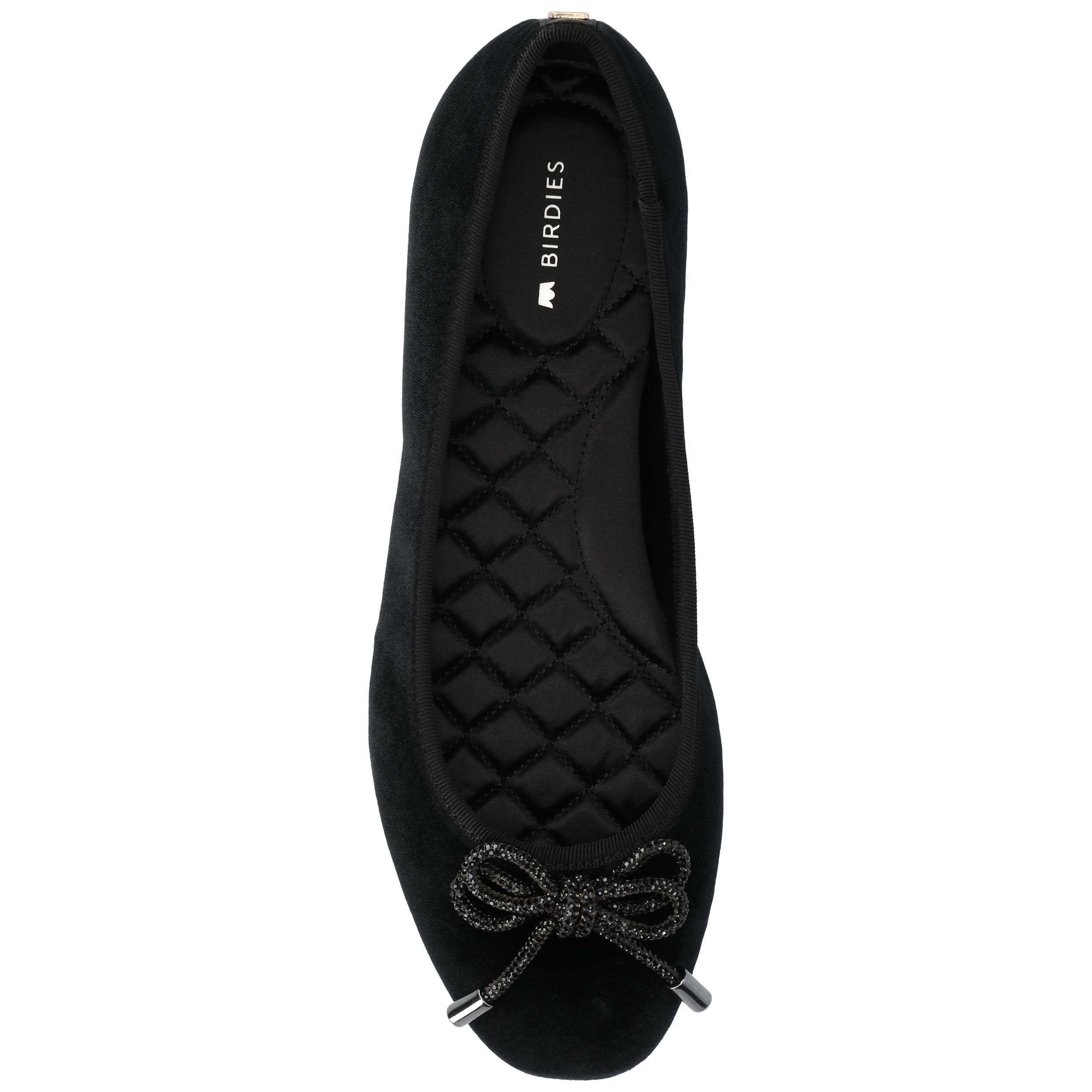 Birdies The Hummingbird Flats, Alternate, color, Black Velvet Jeweled Bow