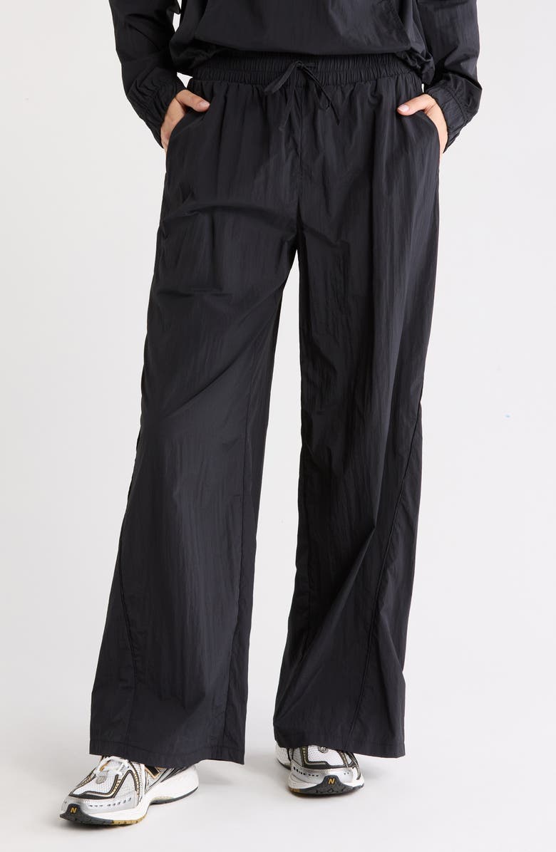 Z by Zella Cadence Wide Leg Track Pants, Main, color, Black