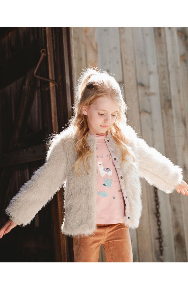 Deux par Deux Organic Cotton T-Shirt with Llama, Main, color, Dusty Pink