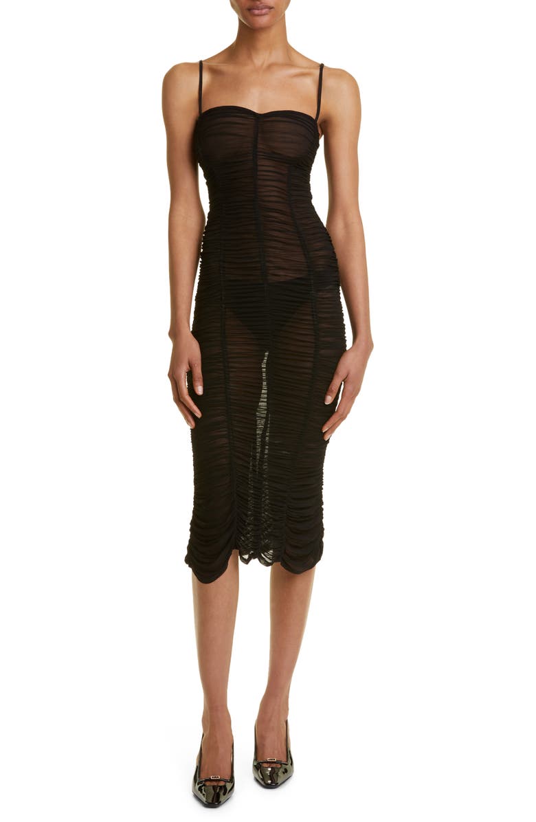 Interior Bea Ruched Sheer Knit Dress, Main, color,