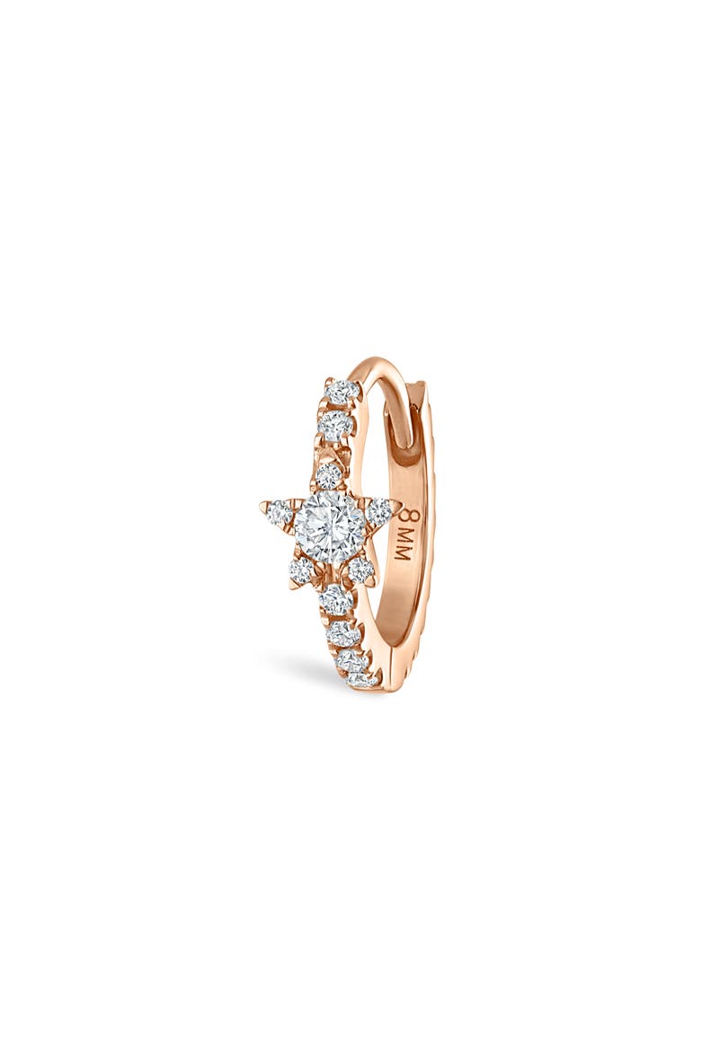 Diamond Star Eternity Single Clicker Hoop Earring, Main, color, 18K ROSE GOLD/ DIAMOND