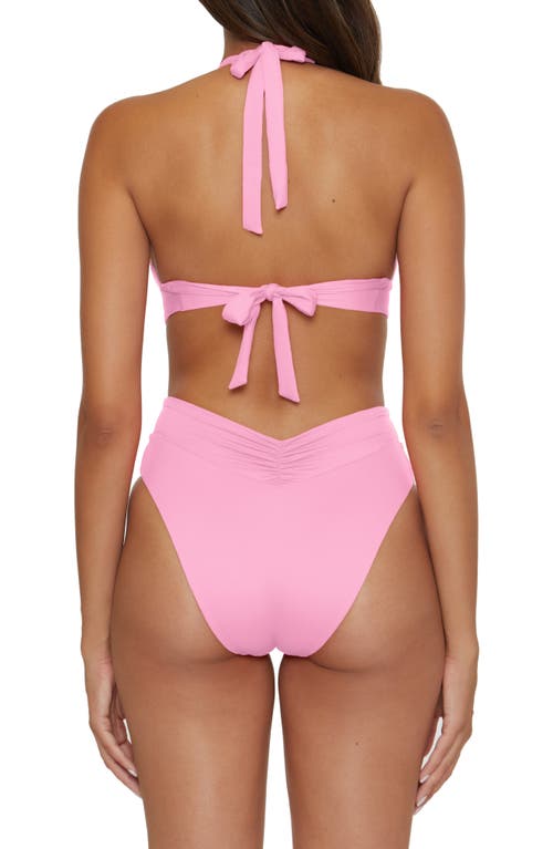 Becca Shirred V-wire Halter Bikini Top In Rosy