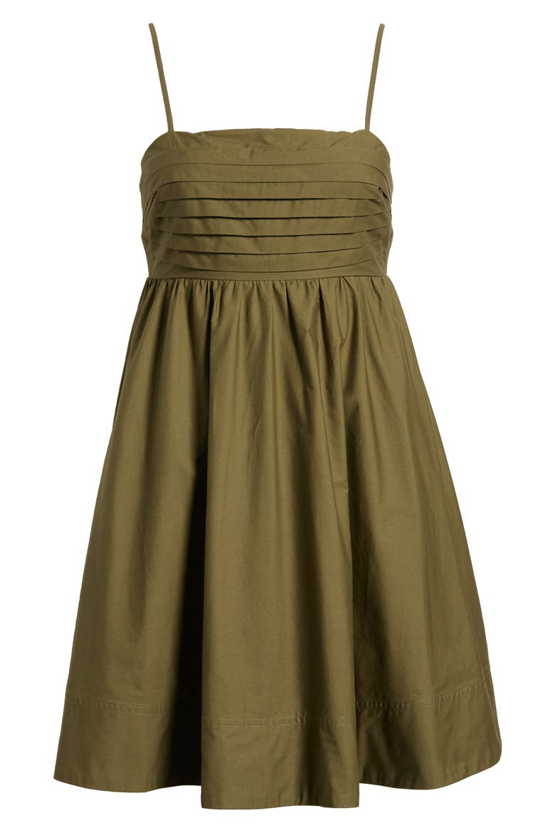 Pleated Cutout Tie Back A-Line Dress, Alternate, color, OLIVE