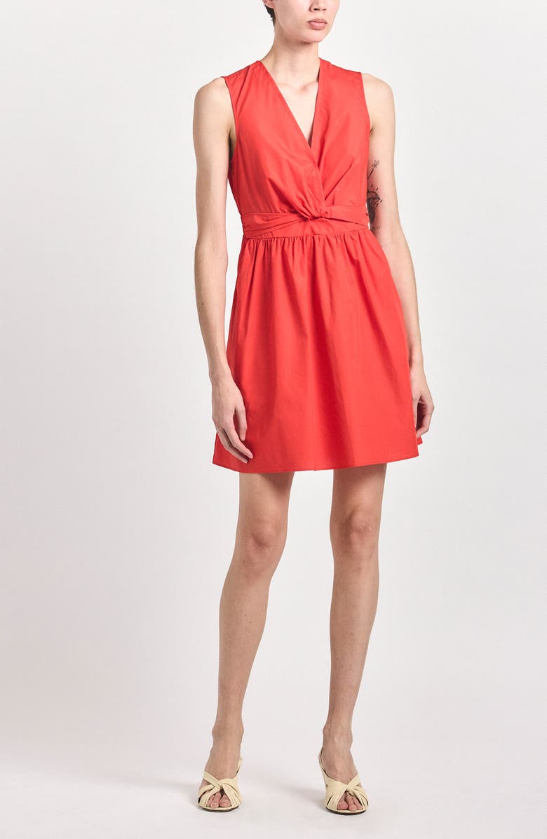 Derek Lam 10 Crosby Nulla Front Twist Minidress, Alternate, color, Red