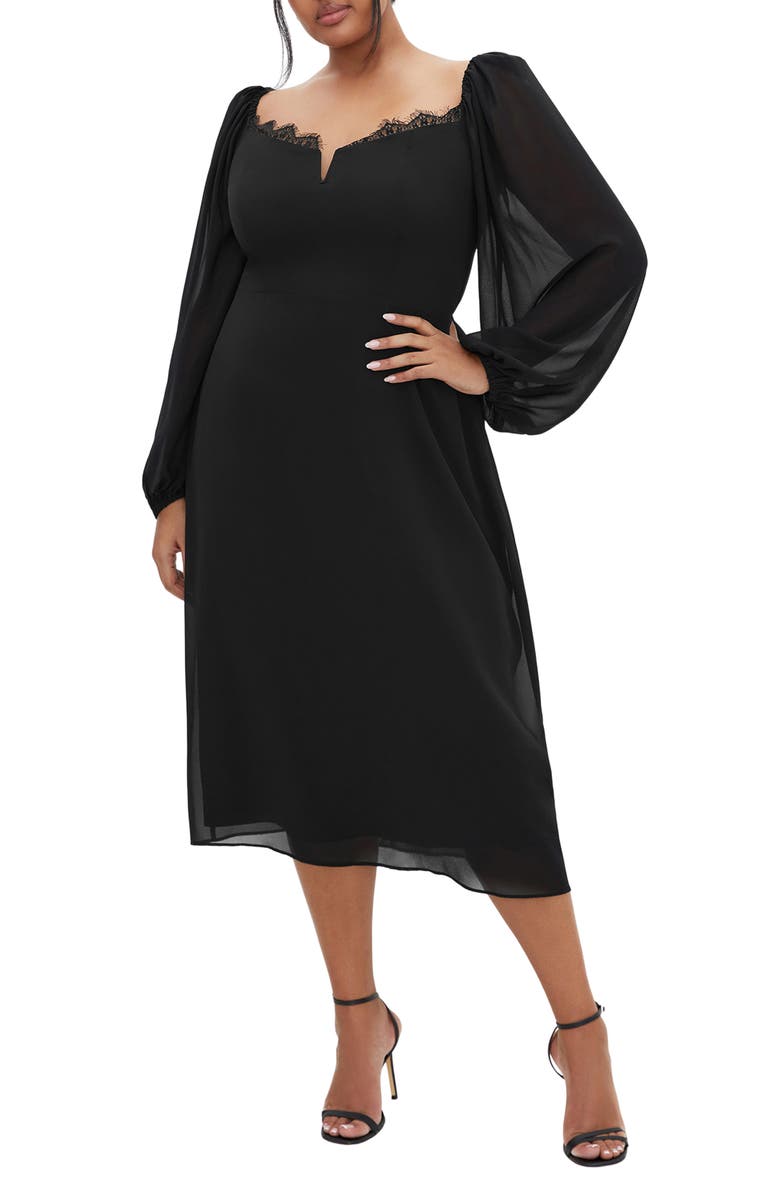 City Chic Orla Mixed Media Dress, Main, color,