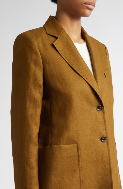 Max Mara Single-breasted Linen Blazer In Olive Green
