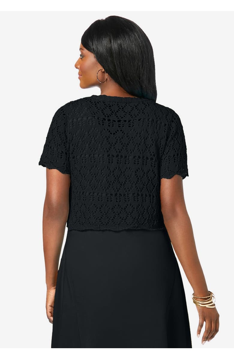 Jessica London Crochet Shrug, Alternate, color, Black
