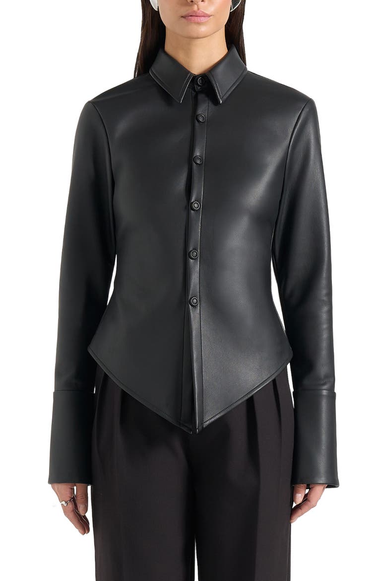 Sonia Leather Cinch Shirt, Alternate, color, Black