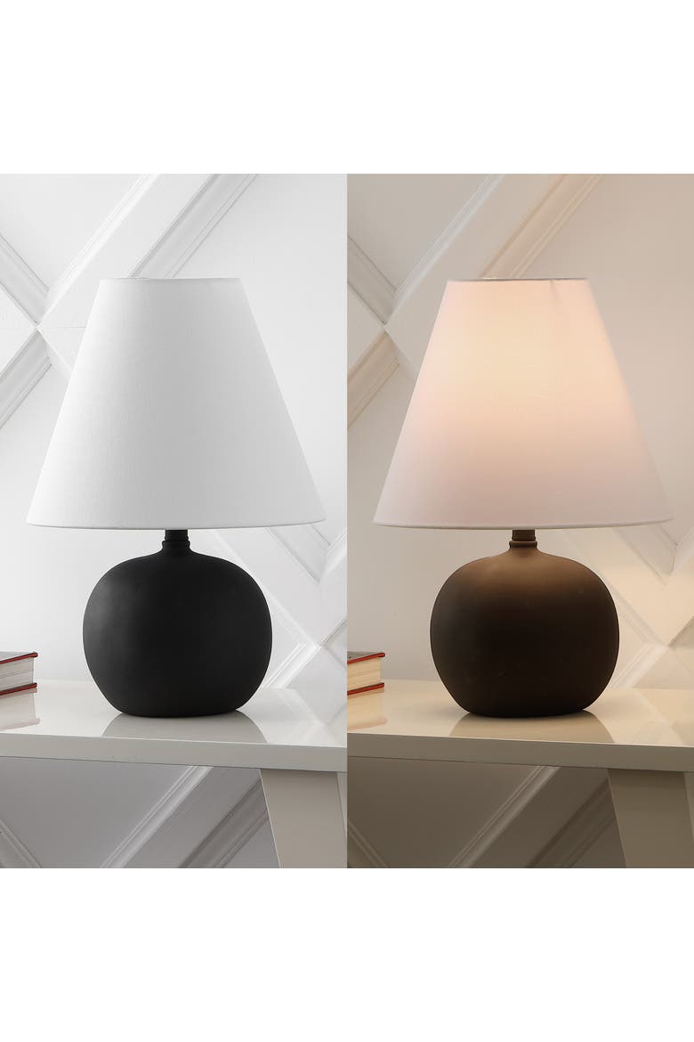 Asher 18.25" Minimalist Scandinavian Resin/Iron Gourd LED Table Lamp, Alternate, color, Matte Black