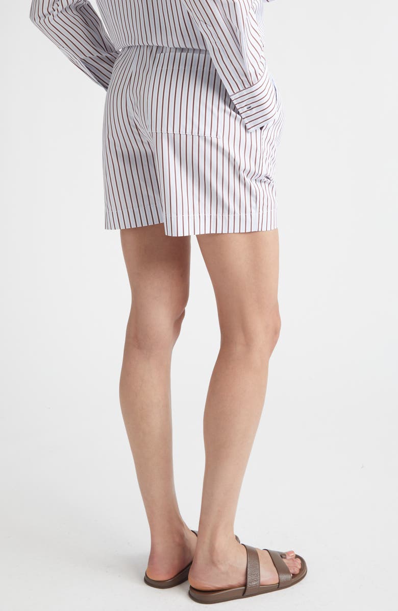 LOULOU DE SAISON Lory Stripe Cotton Poplin Drawstring Shorts, Alternate, color, Dark Red/ Light Blue