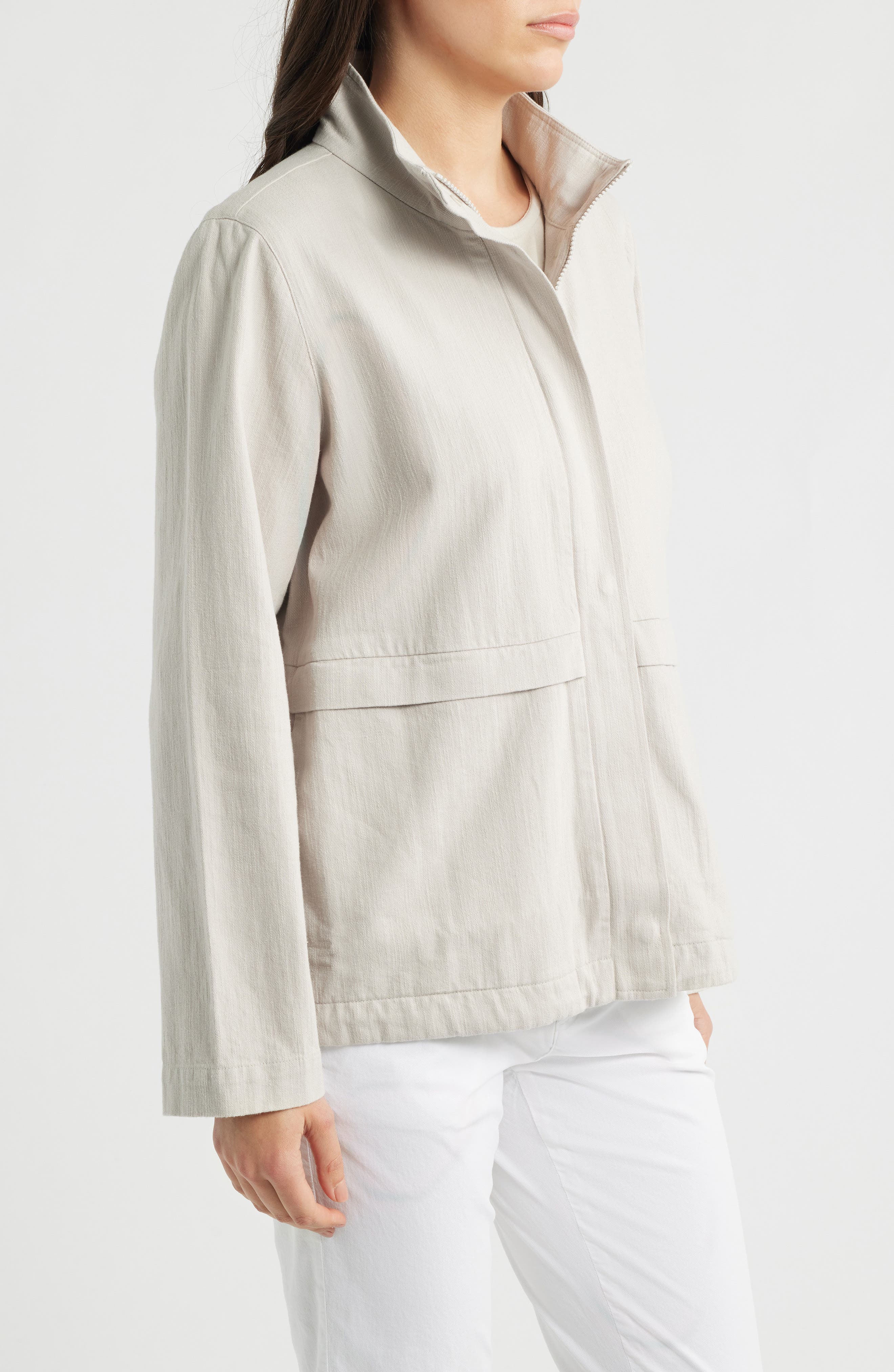 Женские Eileen Fisher Zip-Up Organic Cotton & Organic Linen Jacket — фото 3