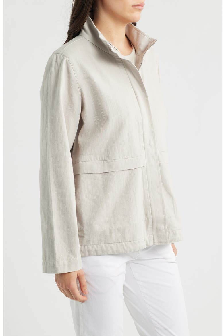 Zip-Up Organic Cotton & Organic Linen Jacket, Alternate, color, CHALK