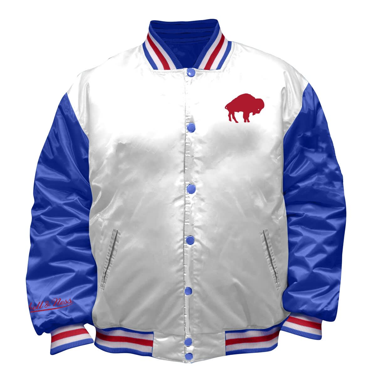 Women's Mitchell & Ness White Buffalo Bills Throwback Plus Size Full-Snap Satin Jacket - image 2