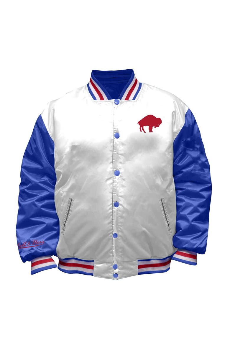 Women's Mitchell & Ness White Buffalo Bills Throwback Plus Size Full-Snap Satin Jacket, Alternate, color, White