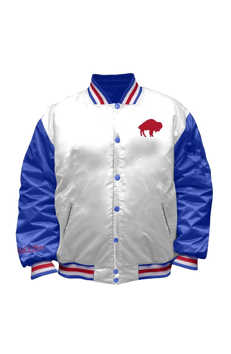 Mitchell & Ness Women's Mitchell & Ness White Buffalo Bills Throwback Plus Size Full-Snap Satin Jacket, Alternate, color, White