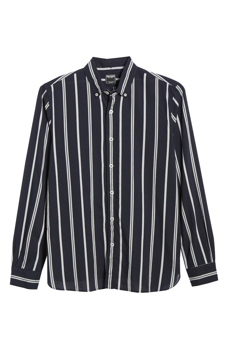 Todd Snyder White Stripe Cotton Sport Shirt, Alternate, color,