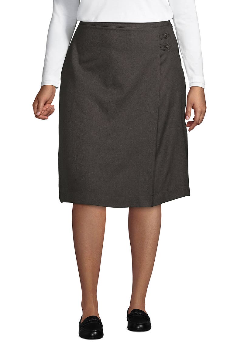 Plus Solid A-line Skirt Below the Knee, Main, color, Gray