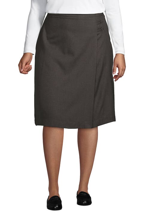 School Uniform  Solid A-line Skirt Below the Knee