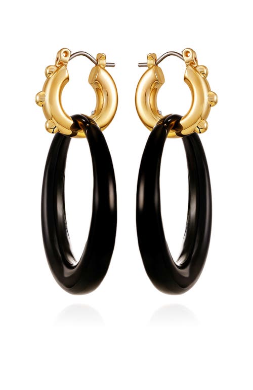 True Religion Double Drop Hoop Earring In Black