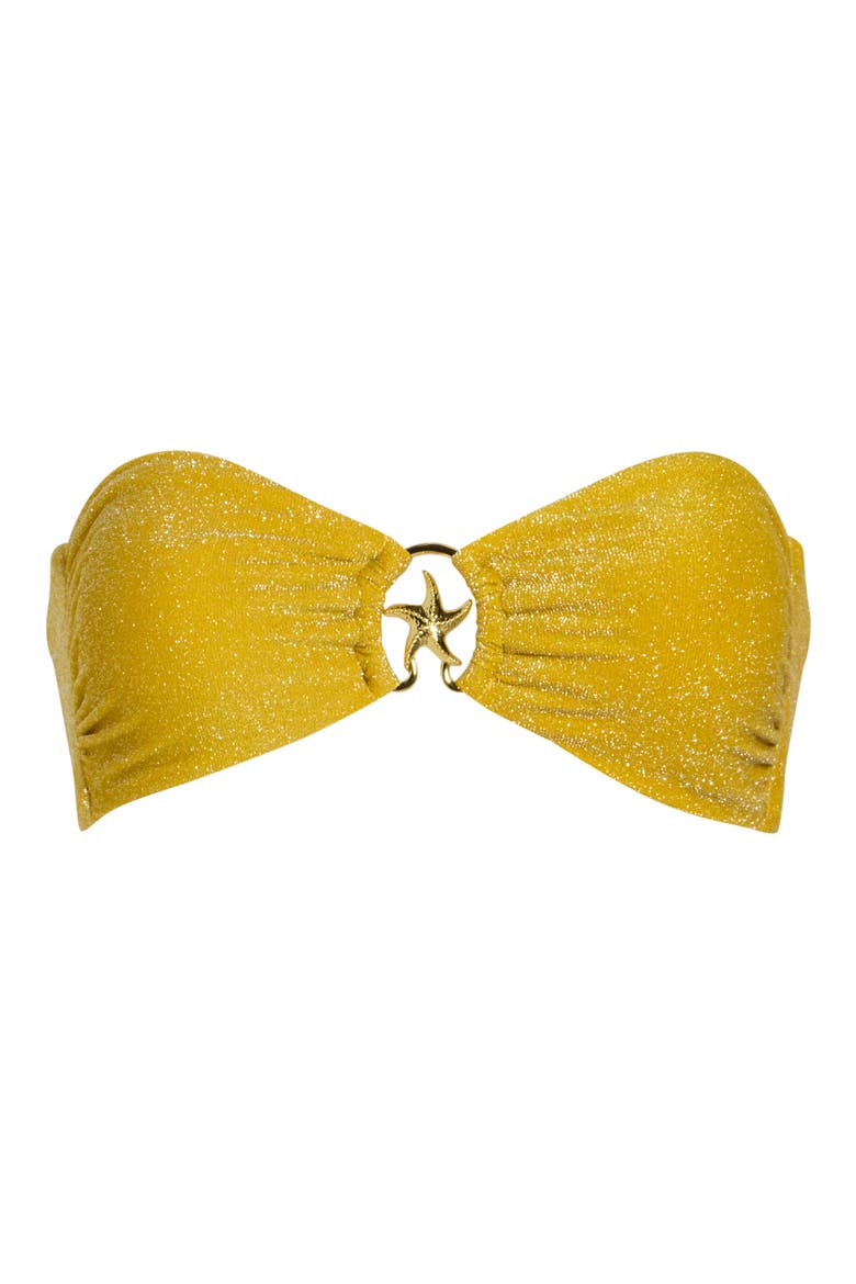 Lotus Strapless Bikini Top, Alternate, color, GOLD FLAKE