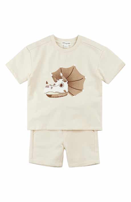 MILES THE LABEL Triceratops Fossil T-Shirt & Shorts Set