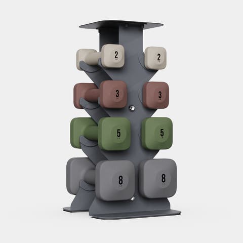 SafeGrip Dumbbells Lower Set with Dark Rack - 2, 3, 5, 8lbs