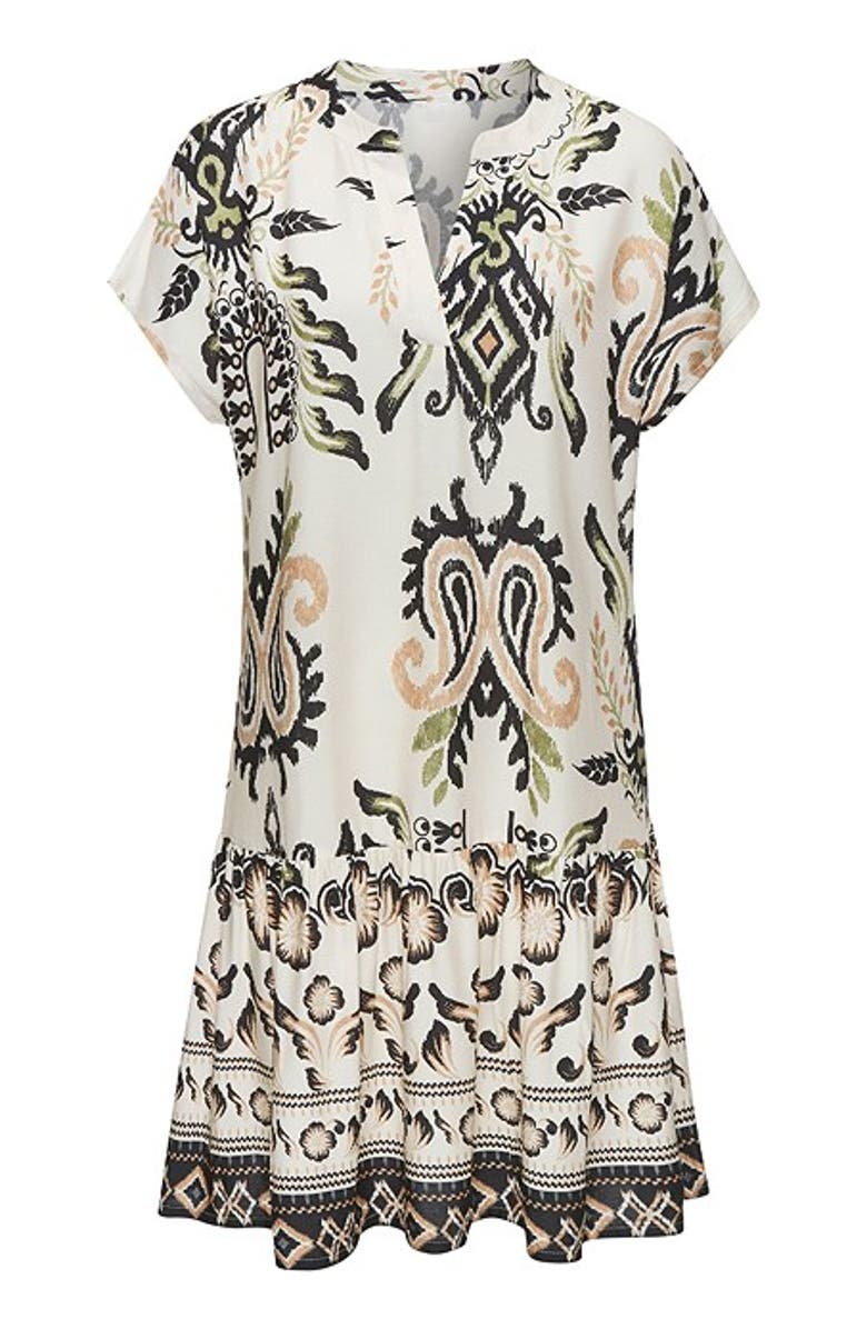 LASCANA Women's Flounce Hem Shift Dress, Alternate, color, Sand Khaki