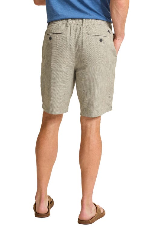 Tommy Bahama Isla Stripe Pleated Flat Front Linen Blend Shorts In Beach